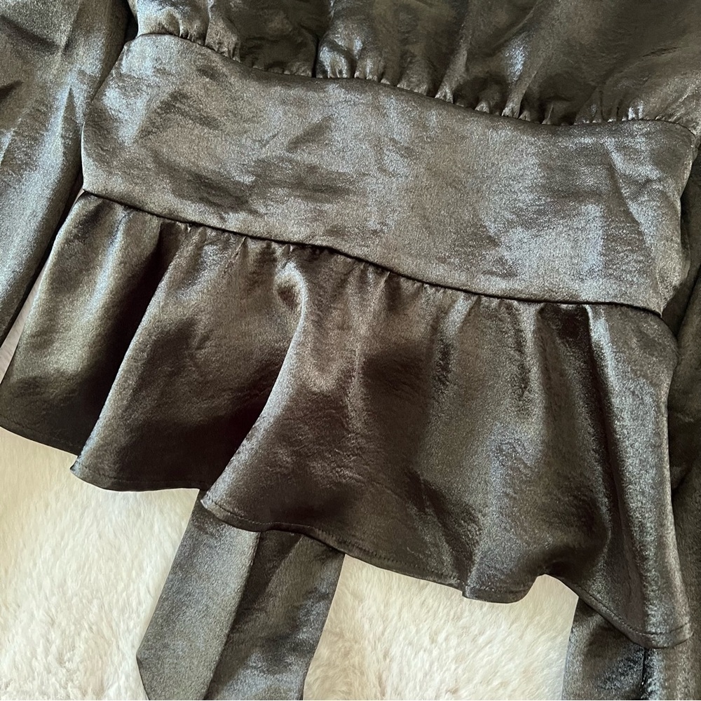 Guess Juley Satin Tie Front Blouse - Picture 9 of 12